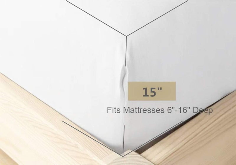 Meicotton Bedding Queen Size Premium Cotton Fitted Sheet Only - 300 Thread Count Pure Natural Cotton Fabric - 15" Deep Pocket,Breathable,Ultra Soft & Silky (Queen,White) - Image 2